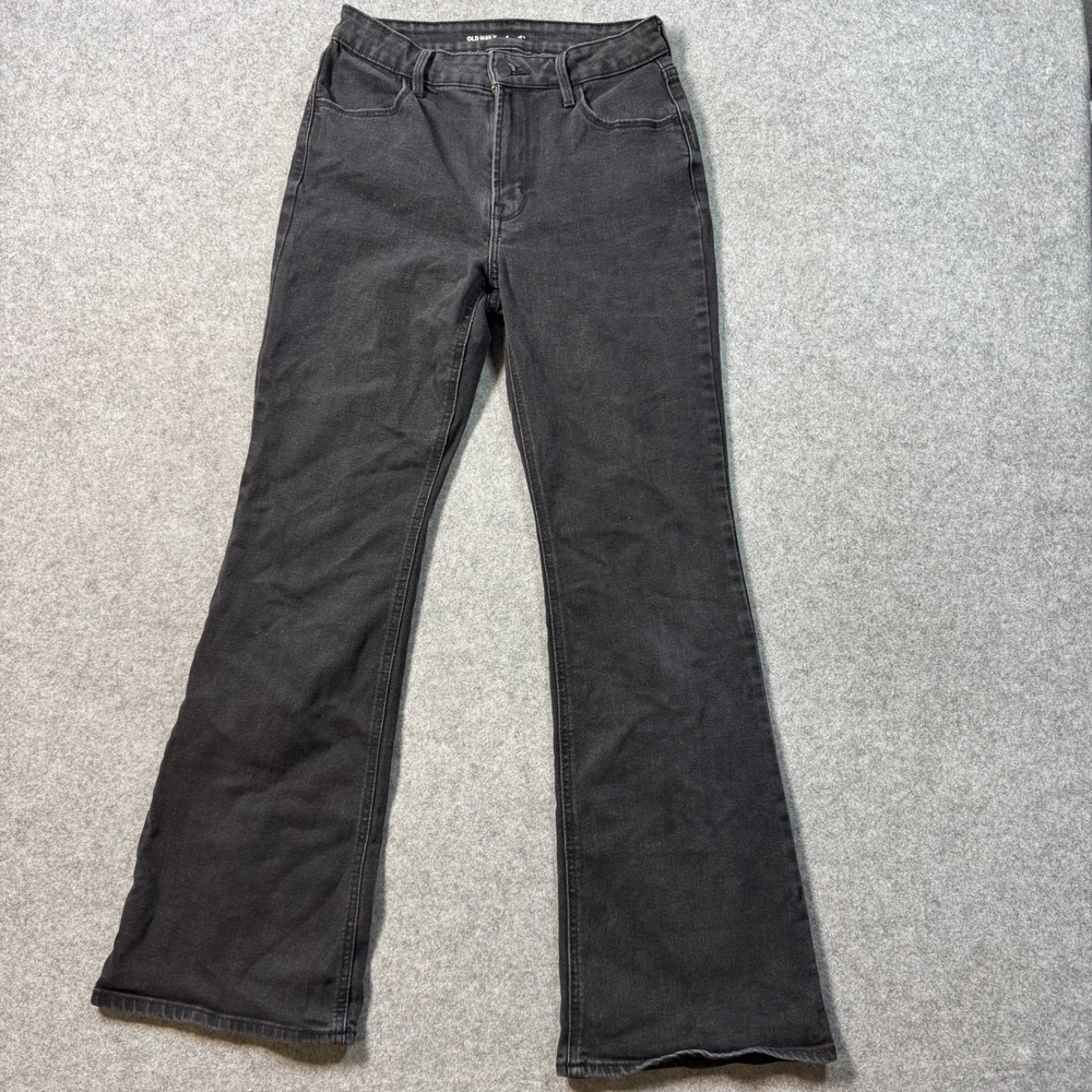 Old Navy Womens High Waisted Flare Jeans 4 Black Stretch Denim